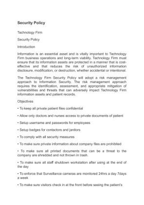 Technology Firm Security Plan