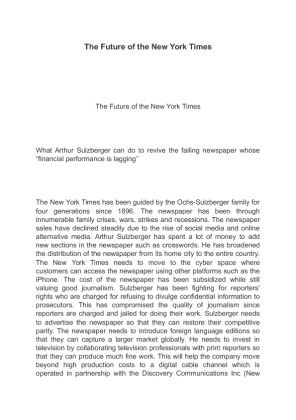 The Future of the New York Times What Arthur Sulzberger can do to...