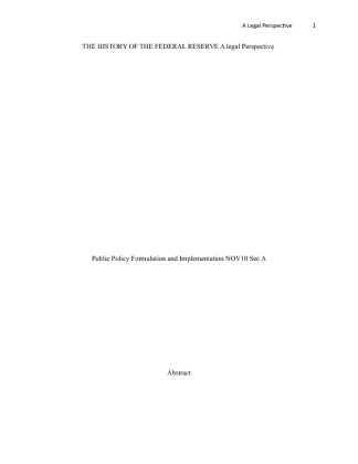 THE HISTORY OF THE FEDERAL RESERVE A legal Perspective  Final Draft