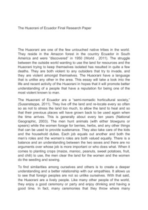 The Huaorani of Ecuador Final Research Paper