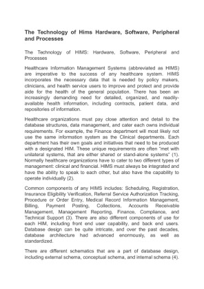 The Technology of Hims Hardware, Software, Peripheral and Processes