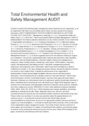 Total Environmental Health and Safety Management AUDIT