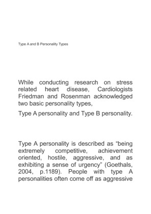 Type A and B Personality Types