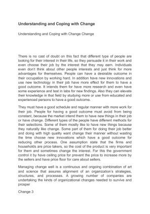 Understanding and Coping with Change