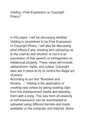 Vidding Expression or Copyright Piracy