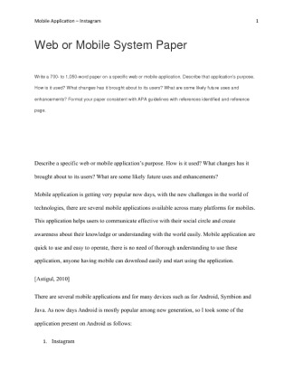 Web or Mobile System Paper