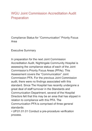 WGU Joint Commission Accreditation Audit Preparation