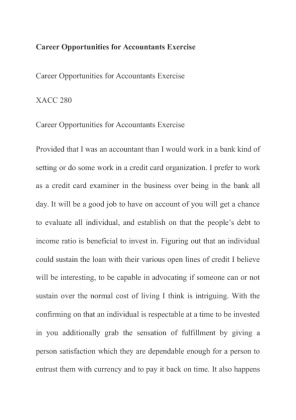 XACC 280 Career Opportunities for Accountants Exercise
