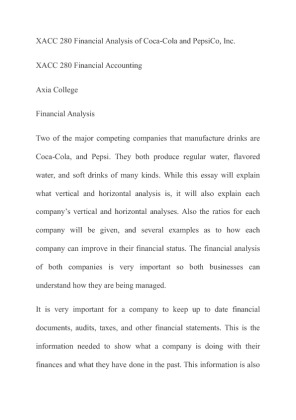 XACC 280 Financial Analysis of Coca Cola and PepsiCo, Inc.