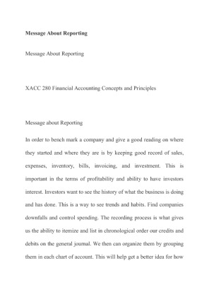XACC 280 Message About Reporting