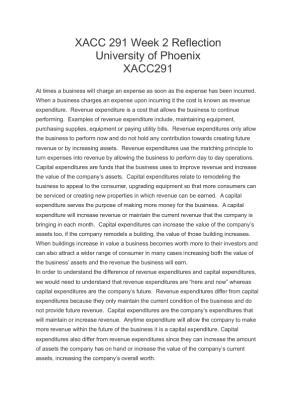 XACC 291 Week 2 Reflection