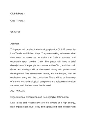 XBIS 219 Club It Part 3 Final paper
