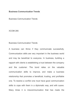 XCOM 285 Business Communication Trends
