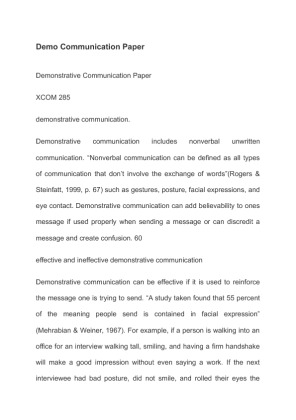 XCOM 285 Demo Communication Paper