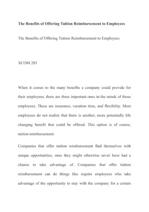 XCOM 285 The Benefits of Offering Tuition Reimbursement to Employees