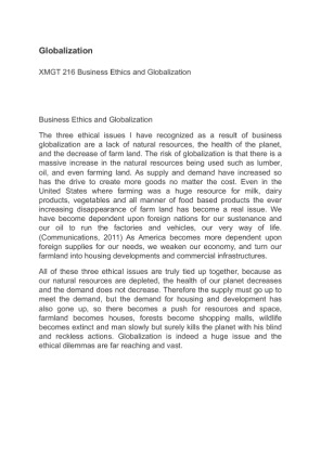 XMGT 216 Business Ethics and Globalization