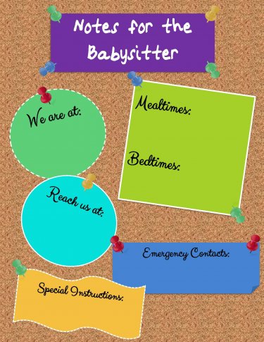 Notes for Babysitter Printable