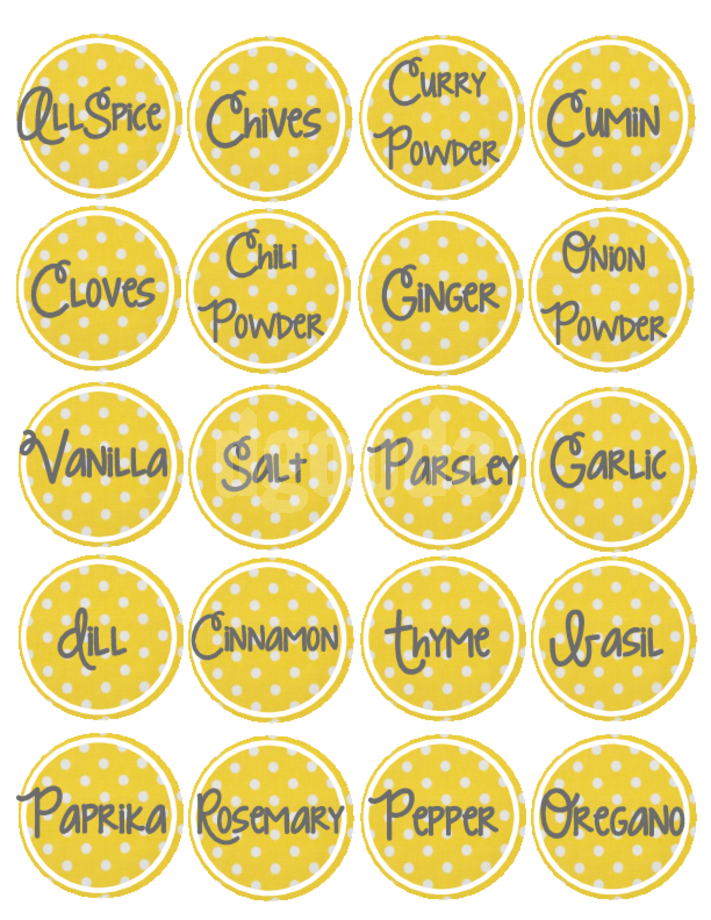 Adorable Yellow Spice Top Labels