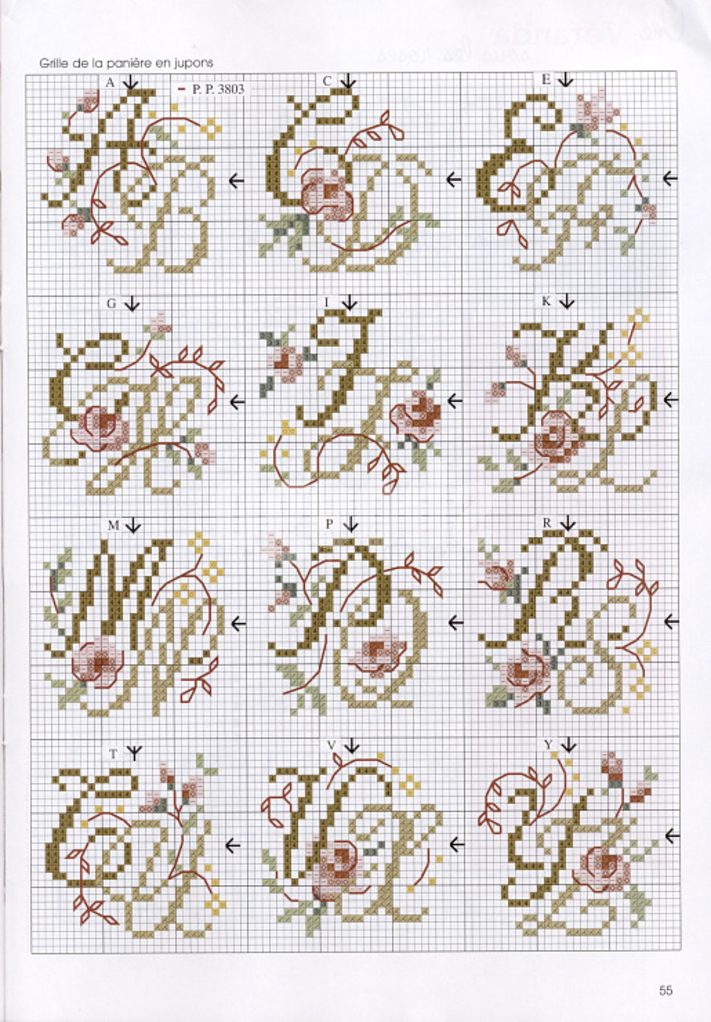 Cross Stitch Pattern Letters Flower Design