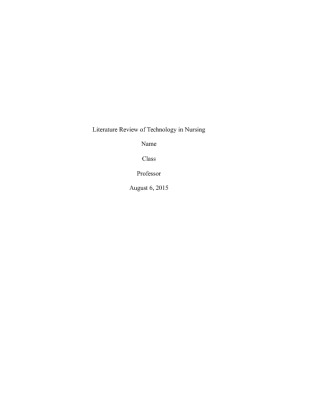 Literature Review of Technology in Nursing