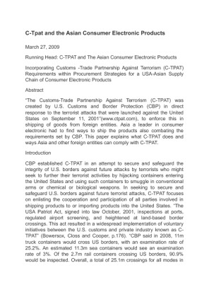 C Tpat and the Asian Consumer Electronic Products