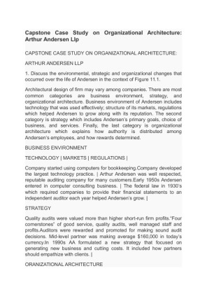 CAPSTONE CASE STUDY ON ORGANIZATIONAL ARCHITECTURE ARTHUR ANDERSEN LLP