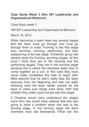 Case Study Week 3 Gm 591 Leadership and Organizational Behavior