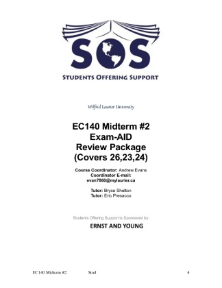 EC140 Practice Midterm 2 SOS Final Wilfrid Laurier  ECON  140 Intro To...