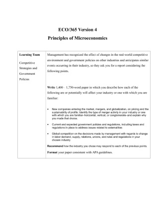 ECO 365 Week 5 Final Project   Competitive Strategies and Government...