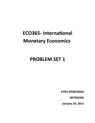 ECO365 international monetary economics problem set 1