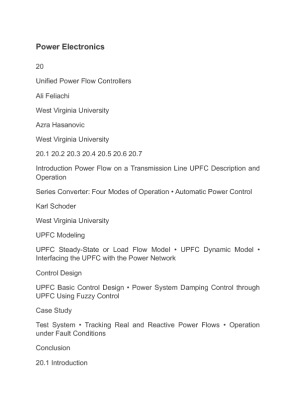 Power Electronics Unified Power Flow Controllers ali feliachi West...