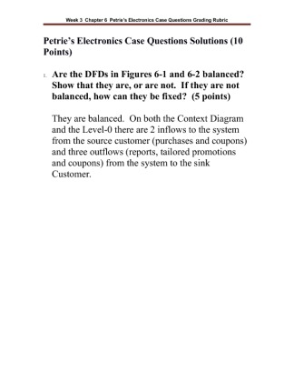 Week 3 Chapter 6 Petries Electronics Case Answers