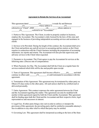 Agreement to Retain the Services of an Accountant