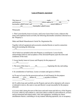 Lease of Property Agreement