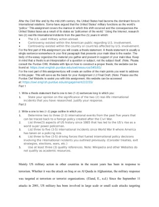 Assignment 2.1 Policemen of the World Thesis and Outline The U.S. used...