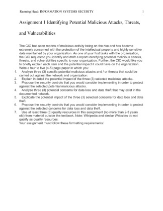 CIS 333 Assignment 1 Identifying Potential Malicious Attacks, Threats,...