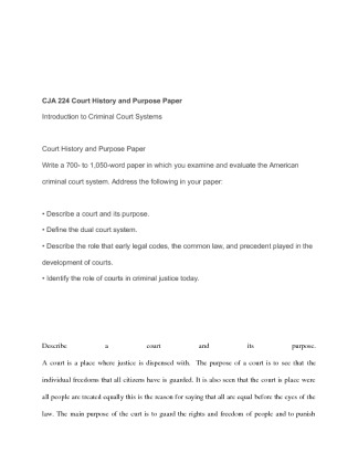 CJA 224 Court History and Purpose Paper latest version Write a 700  to...