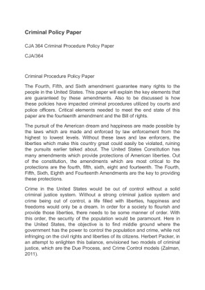 CJA 364 Criminal Procedure Policy Paper