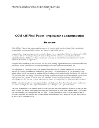 COM 425 Final Paper  Proposal for a Communication Structure  Imagine...