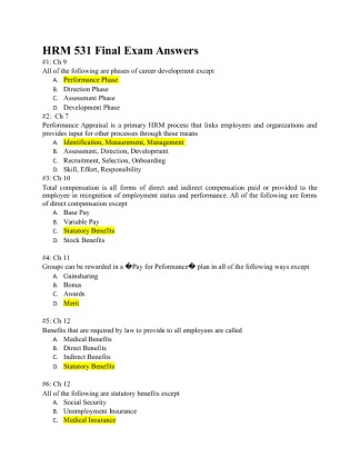 HRM 531 Final Exam Answers