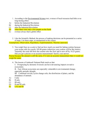SCI 256 Final Exam Answers According to the Environmental Science text,...