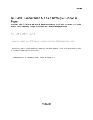 SEC 450 Humanitarian Aid as a Strategic Response Paper