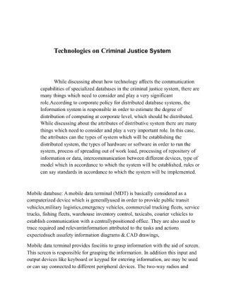 Technologies on Criminal Justice System