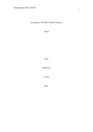  Wal Mart Financial Analysis [2285 Words]