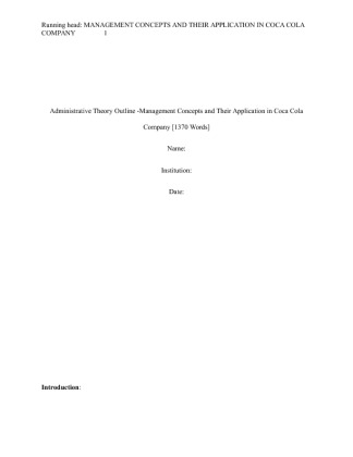  Administrative Theory Outline  Management Concepts and Their...