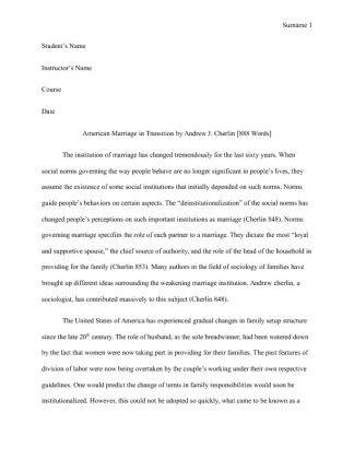  American Marriage in Transition by Andrew J. Cherlin [888 Words]