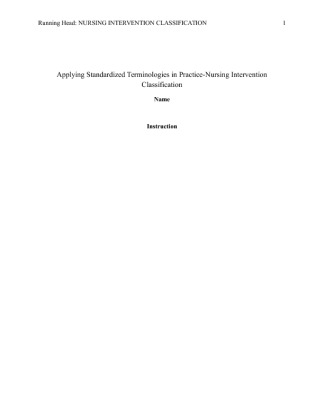  Applying Standardized Terminologies in Practice Nursing Intervention...