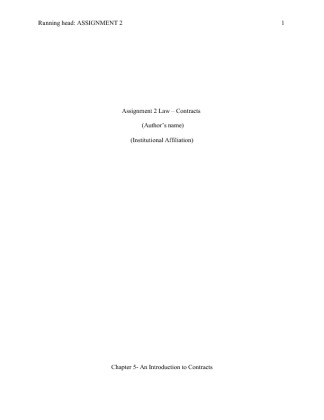 Assignment 2 Law � Contracts [1490 Words]