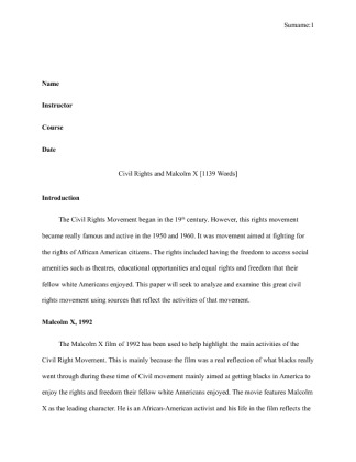  Civil Rights and Malcolm X [1139 Words]