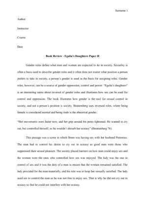 Book Review   Egalia�s Daughters Paper II [2037 Words]